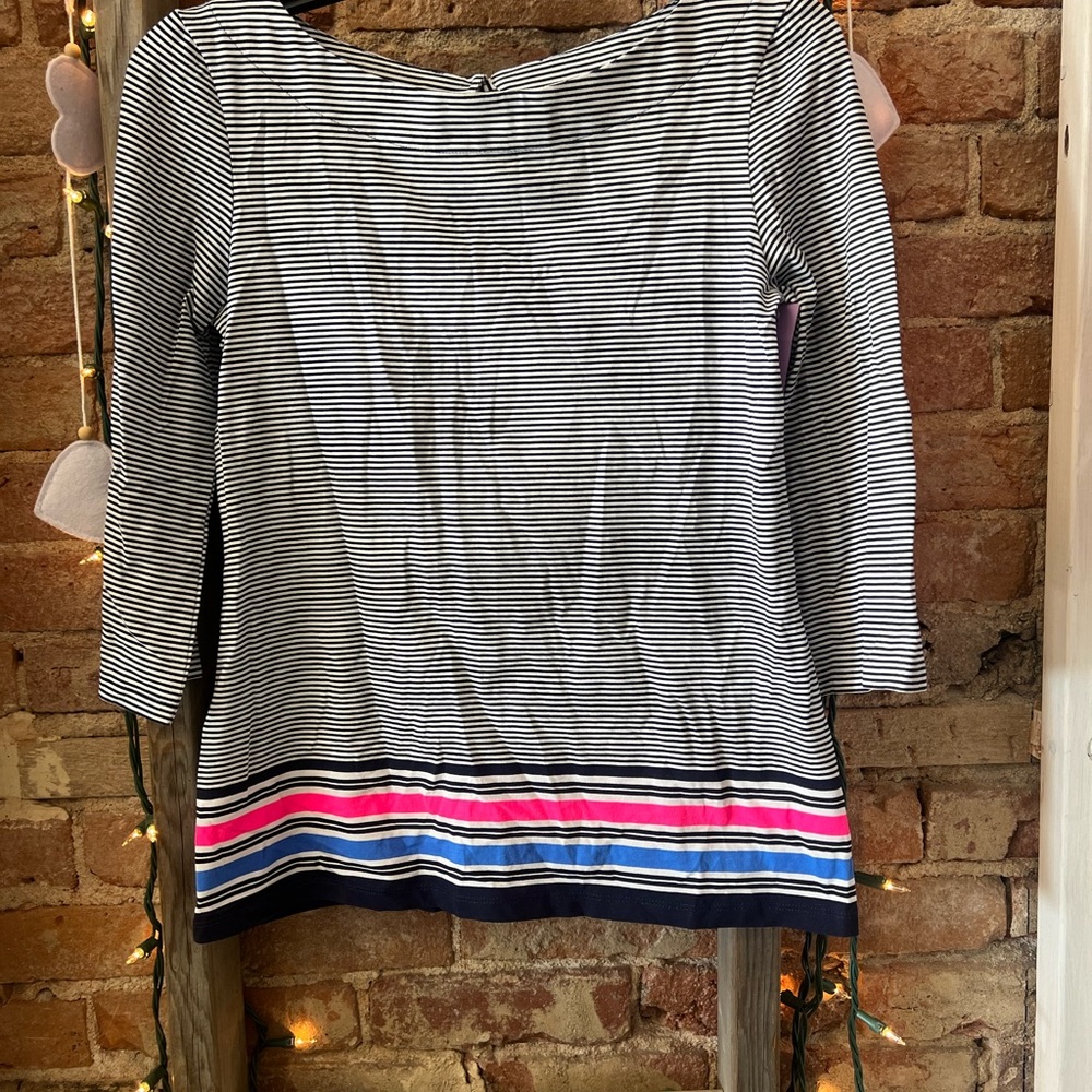 Lilly Pulitzer Long Sleeve Striped Top - Black, White, Pink, Blue